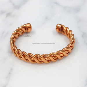 Hot-Selling Classic Lightweight <b>Stainless</b> <b>Steel</b> Copper <b>Bracelet</b> for Unisex Twisted Design for Arthritis Pain Relief Natural - Product Image 4