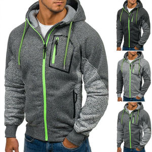 Sudadera con capucha y cremallera para hombre, 100% algodón, bordada, para gimnasio, deportes, informal, ropa de abrigo para invierno - Product Image 4