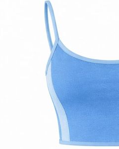 Sky Blue Light Blue Women Camisole And Shorts <b>Set</b> Summer Two Piece Outfit Cotton Blend Crop Top Floral Print Drawstring Shorts - Product Image 4