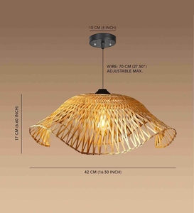 Handwoven Bamboo Pendant <b>Light</b> Natural Rattan Hanging Lamp Boho <b>Ceiling</b> <b>Light</b> Handmade <b>Wicker</b> Pendant Lamp - Product Image 2