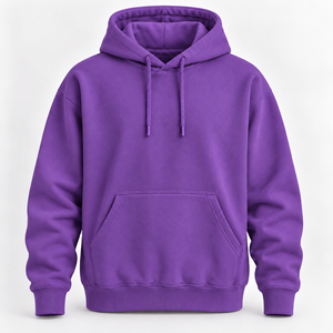 Sudadera con capucha morada para hombre, de algodón y felpa, estilo casual, con logotipo y diseño personalizados para venta al por mayor. - Product Image 1