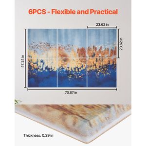 Confezione da 6 pannelli acustici autoadesivi pastello 23.6X23.6 pollici per l'arredamento di arte domestica - Product Image 6