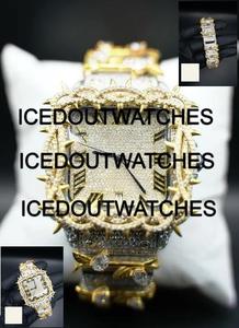Montre Moissanite en Acier Inoxydable avec Cadran Carré et Chaîne Maille Cubaine Givrée, Résistance à l'Eau 10 ATM, Style Hip Hop, Cadeau pour Mari - Product Image 2