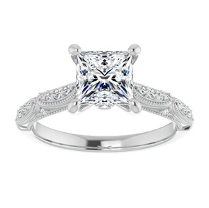 Anillo de Moissanita con Corte Princesa, Plata de Ley 925, Chapado en Oro Blanco de 18K, Anillo de Compromiso, Boda, Solitario, de Lujo, Promesa, de Tercera Mano - Product Image 1