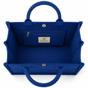 Bolsa de Yute Geométrica Laminada Azul con Asa de Cuerda, Bolsa de Compras Reutilizable Ecológica para Bodas y Exposiciones, Venta al Por Mayor - Product Image 5