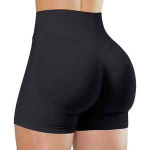 Shorts de yoga froncés pour femme, taille haute, sans couture, pour l'entraînement, la gym et le fitness, effet push-up fessier - Product Image 4