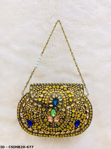 Handcrafted metal purse <b>bag</b> Clutch Beaded and Stone-Studded Design Perfect for Weddings Parties and <b>Festive</b> Occasions - Product Image 5