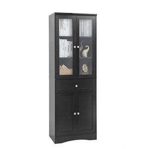 Mobiletto Alto da Bagno in MDF con Quattro Ante e Cassetti, Ripiano Regolabile, Arredo Bagno - Product Image 6