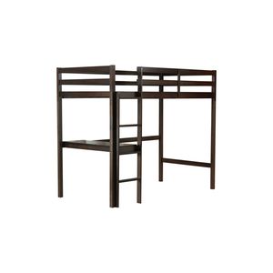 Cama Alta Doble Tipo Espresso para Niños, Madera de Caucho Resistente con Escritorio Integrado, Escalera y Barandilla de Seguridad - Product Image 1