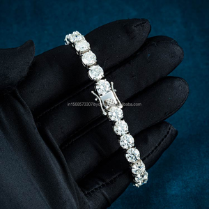 4,80 Ct redondo corte brillante diamante tenis pulsera 925 Starling plata Moisssanite diamante joyería - Product Image 5