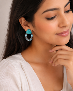Wholesale Blue Yellow Gemstone <b>Dangle</b> <b>Earrings</b> for Women Handmade <b>Silver</b> Plated Statement <b>Earrings</b> - Product Image 6