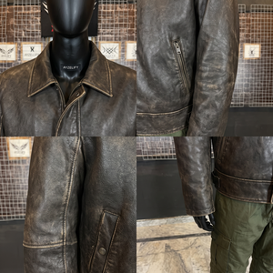 เสื้อแจ็คเก็ตมอเตอร์ไซค์หนังแท้ Hunt Gear รุ่น Unisex สไตล์วินเทจลำลองทรงโอเวอร์ไซส์สำหรับขี่มอเตอร์ไซค์ - Product Image 4
