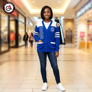 เสื้อคาร์ดิแกนอะคริลิกปักลาย Zeta Phi Beta สำหรับผู้หญิง |   ZOB Sorority ปักลายสไตล์สุภาพสตรีแบบเรียบง่ายสไตล์วินเทจ - Product Image 4