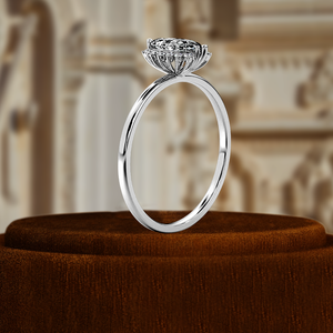 แหวนเพชรทรงมาร์คีส์ 1 กะรัต, แหวนเพชรเม็ดใหญ่แบบคลัสเตอร์ทอง 14k, แหวนเพชรทรงวินเทจดีไซน์เฉพาะตัวพร้อมเพชรด้านข้าง - Product Image 1