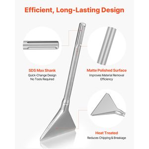 Cincel SDS Max para Desincrustación de 13.8" x 5.9" para Mampostería, Acero de Aleación 40Cr Tratado Térmicamente, Compatible con Martillos Rotatorios - Product Image 6