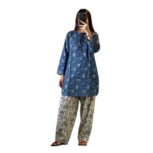 Conjunto de Vestido de Algodón Estampado, Ropa India y Pakistaní, Colección de Verano, Suave y Transpirable, Conjunto de 3 Piezas para Mujer, Uso Diario - Product Image 1