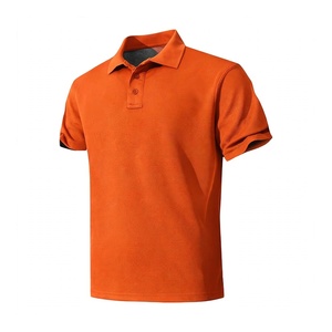 Men Short Sleeve <b>Orange</b> <b>Polo</b> Shirt Casual Golf Wear Custom Solid Color Cotton Sports Tee Business Apparel Tops - Product Image 1