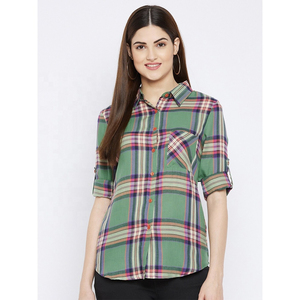 Camisas de Franela para Mujer al por Mayor, Camisa de Franela con Botones para Mujer, Estilo Urbano, Moderno y Casual, con Logotipo Frontal, 100% Algodón - Product Image 6