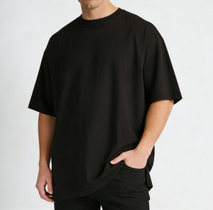 T-shirt streetwear pour homme en coton épais, coupe oversize, épaules tombantes, style vintage, délavé à l'acide, imprimé graphique - Product Image 2