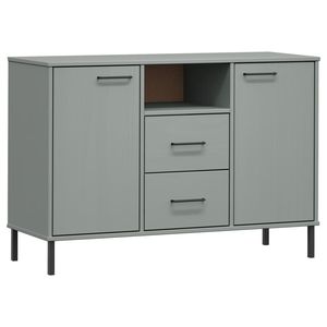 Buffet moyen en pin massif gris avec finition métallique pour salon - Product Image 2