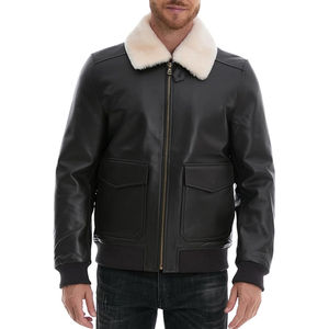 Premium <b>Men</b> Leather <b>Fur</b> <b>Jacket</b> Luxury Winter Coat High Quality Soft Lining Unique Color Custom Logo Wholesale Export Supplier - Product Image 3