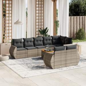 Conjunto de Sofá Modular de Jardín en Ratán Gris, 6 Plazas, Muebles de Exterior de Diseño Contemporáneo con Estructura de Mimbre Resistente - Product Image 3