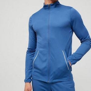 Tenues de survêtement slim unies personnalisées Ensembles de fitness 2 pièces Survêtement à col roulé et fermeture éclair complète pour homme - Product Image 3