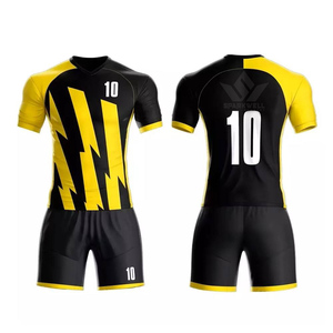 Conjunto de Camiseta de Fútbol para Hombre, Negra y Amarilla, Cuello en V, Manga Corta, Sublimada, Número 10 Personalizado, Uniforme de Fútbol que Absorbe la Humedad - Product Image 5
