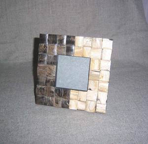 Tableau décoratif sur mesure en bois poli avec incrustation acrylique et accent en corne de buffle beige, design artistique écologique, vente en gros - Product Image 2