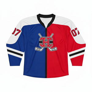 Dernier design original de maillot de hockey sur glace unisexe, nom et numéro d'équipe personnalisés imprimés, 100% polyester respirant de haute qualité - Product Image 1