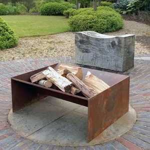 Brasero Rectangular de Acero Corten para Exteriores, Chimenea Metálica de Bajo Perfil para Leña, Cazuela de Fuego para Jardín y Patio Trasero - Product Image 1