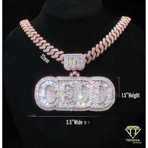 จี้ตัวอักษรฮิปฮอปประดับมอสซาไนต์เงินแท้ 925 คุณภาพสูงจาก Trisha Jewels ชุบทอง 18K ได้รับการรับรองจาก GIA ขนาด 3 นิ้ว - Product Image 6