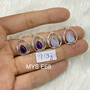 Boucles d'oreilles pendantes personnalisées en argent sterling 925 avec cabochon en pierre de lune, fabrication OEM ODM, marque privée, vente en gros - Product Image 1