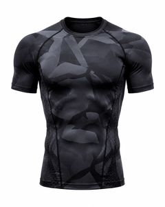 Men's <b>White</b> Short Sleeve Compression T-<b>Shirts</b> Heat-Transfer Printed Quick Dry <b>Slim</b> <b>Fit</b> Sporty O-Neck Knitted Canvas Breathable - Product Image 2