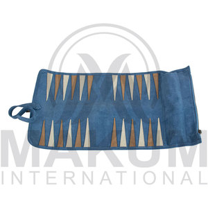 Backgammon de Viaje Fácil de Transportar, Enrollable, Hecho a Mano, de Gamuza, con Logotipo - Product Image 5