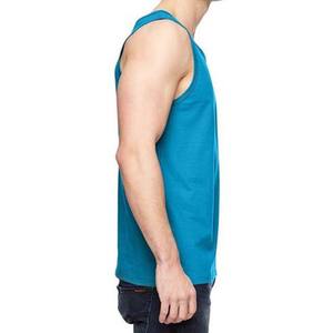 เสื้อกล้ามคอกลมสีเทอร์ควอยซ์สำหรับผู้ชาย แบบลำลอง ถักทอ สีพื้น ทรงพอดีตัว - Product Image 2