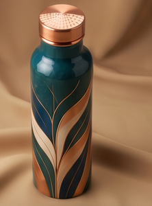 Premium Ayurvedic Enamel Painted Copper <b>Water</b> <b>Bottle</b> Artistic Layered Foliage Design Leakproof <b>Metal</b> Sports <b>Bottle</b> Manufacturer - Product Image 2