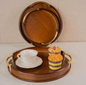 Bandeja de Servir de Madera Maciza con Asa de Metal para Cocina y Hotel, Bandeja Decorativa Moderna para Servir Alimentos, Proveedor Mayorista - Product Image 4