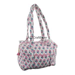 กระเป๋าผ้าดัฟเฟิลทำมือจากผ้าฝ้าย 100% ลายดอกไม้ พิมพ์ลายดอกไม้สวยงาม สายสะพายคู่ ดีไซน์หรูหรา เหมาะสำหรับกีฬา โยคะ เป็นมิตรกับสิ่งแวดล้อม - Product Image 2