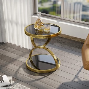 LINEA gold <b>side</b> <b>table</b> metal <b>side</b> <b>table</b> round end <b>table</b> <b>glass</b> top <b>table</b> modern <b>side</b> <b>table</b> tier <b>side</b> <b>table</b> luxury <b>side</b> <b>table</b> bed - Product Image 5
