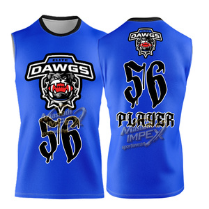 เสื้อแข่ง 7v7 แบบสั่งทำพิเศษ ผ้าสแปนเด็กซ์/โพลีเอสเตอร์ สีน้ำเงิน แขนกุด ระบายเหงื่อ ป้องกันแบคทีเรีย สำหรับเด็ก ยูนิเซ็กซ์ - Product Image 1