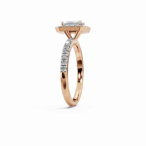 New Design Multi Stone <b>Emerald</b> & Round Cut Lab Grown Diamond Women's Luxury IGI Certified <b>Ring</b> in 18K Rose Gold Indian Supplier - Product Image 5