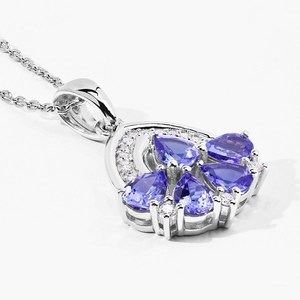 Pendentif vintage en tanzanite naturelle véritable, en argent sterling 925 plaqué or, collier de fiançailles pour femmes - Product Image 3