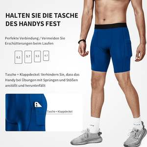 <b>Men</b> Compression <b>Shorts</b> with Phone Pockets, High Stretch Spandex Performance Tights for Fitness Training Yoga <b>Running</b> UPF 50+ - Product Image 4