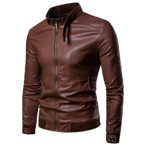 Chaqueta de Cuero PU con Capucha para Hombre, Corte Ajustado, Cierre de Cremallera, Color Sólido, Manga Larga, para Otoño - Product Image 5