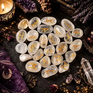 Juego de Piedras Rúnicas de Cuarzo Transparente, 25 Runas Vikingas Elder Futhark, Piedras de Adivinación de Cristal para Regalos Espirituales - Product Image 1