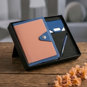 Ensemble cadeau de carnet multicolore relié en jute A5, porte-stylo, porte-cartes, logo personnalisé, image de marque d'entreprise, qualité supérieure, 192 pages, Aurelux - Product Image 2