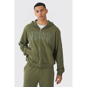 Sudaderas con capucha y cremallera para hombre, 100% algodón, forro polar grueso, de gran peso, con logo personalizado, precio económico - Product Image 4