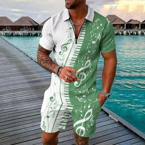 ชุดเสื้อยืดแขนสั้นและกางเกงขาสั้นลำลองสำหรับผู้ชาย ผ้าฝ้าย 100% ระบายอากาศได้ดี เหมาะสำหรับฤดูร้อน ขายส่งเสื้อยืดแบบชุด - Product Image 6