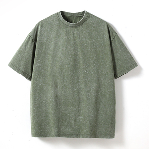 Vintage Washed 100% Cotton Casual Short Sleeve Men's Knitted Summer <b>Shirt</b> Solid Color Breathable <b>Collarless</b> Eco-Friendly Anti-UV - Product Image 3
